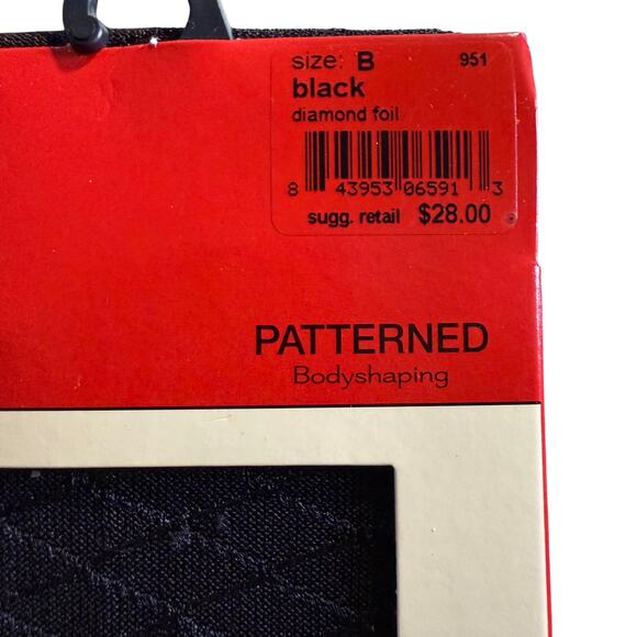 Spanx Tight End Bodyshaping Tights, Diamond Foil Patterned Black, Size B, NWT - Picture 1 of 5